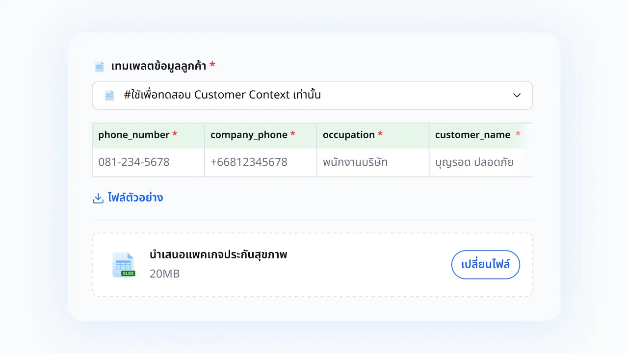เทมเพลตข้อมูลลูกค้า